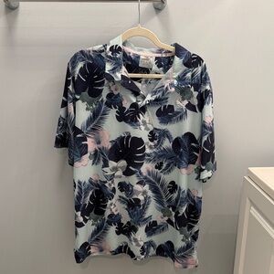 Puma Men's Leaf Print Casual Shirt - Blue, Pink, Green